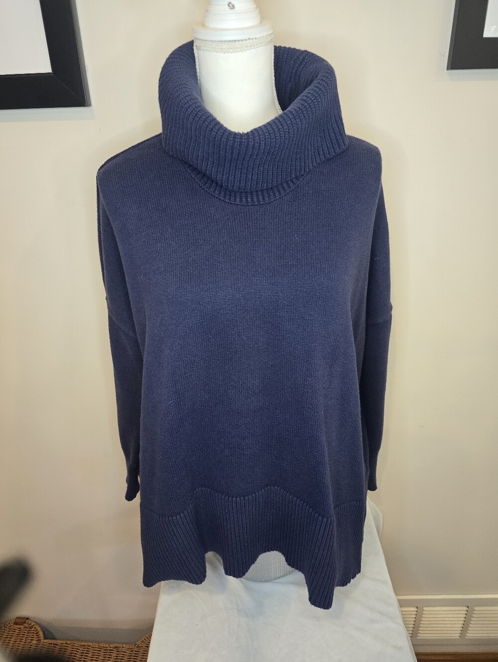 LOFT Navy Cowl Neck Sweater